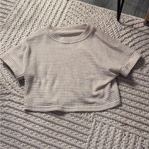 SHEIN Cream Textured Short Sleeve Top